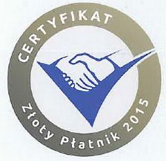 Certyfikat Złoty Płatnik 2015