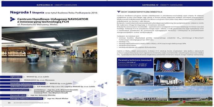 Publikacja opisująca nagrodzoną inwestycję Galeria Navigator